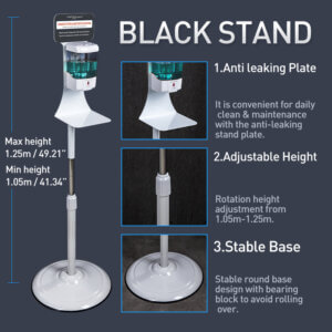 Automatic Touchless Hand Sanitizer Station w Floor Stand, 600ml