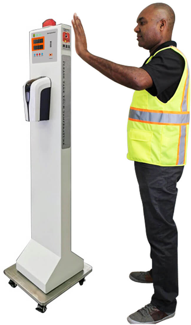 Industrial Body Temperature Infrared Scanner 2 Industrial Thermometer w Hand Sanitizer Station