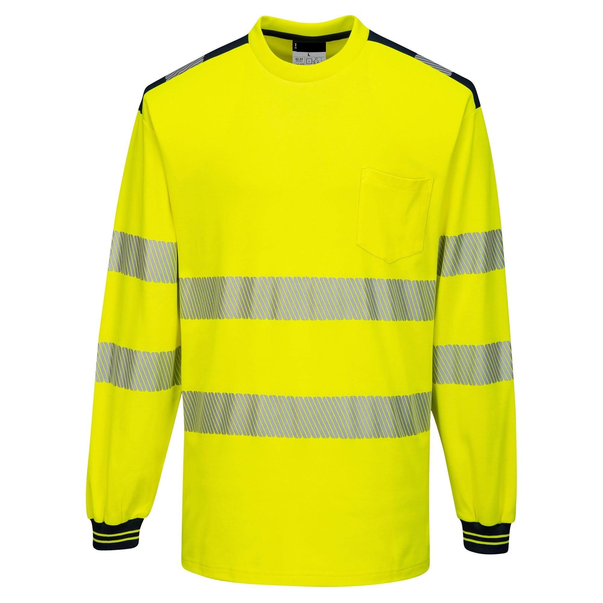 High Visibility Long Sleeve T Shirt w/ Segmented Tape, PT185 1 High Visibility Long Sleeve T Shirt w/ Segmented Tape, PT185
