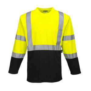 Portmore Two-Tone Long Sleeve T Shirt, Class 3, PS398